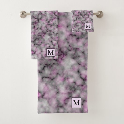 Marbre rose argent luxueux Monogramme (En situation)