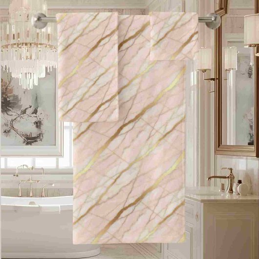 Marbre Rose Clair et Or Luxueux