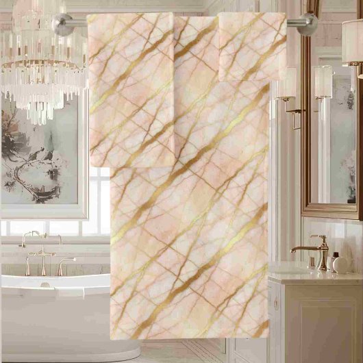 Marbre Rose Clair et Or Luxueux