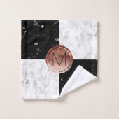 Marbre rose de blanc de noir d'or de monogramme (Gant de toilette)