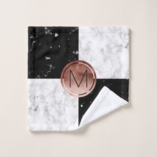 Marbre rose de blanc de noir d'or de monogramme (Gant de toilette)