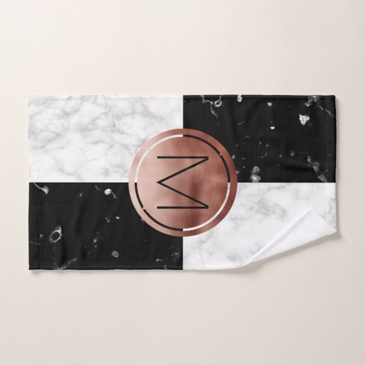 Marbre rose de blanc de noir d'or de monogramme (Serviette à main)