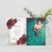 Marbre Rose de Bourgogne Quinceanera Carte de reme (Debout devant)