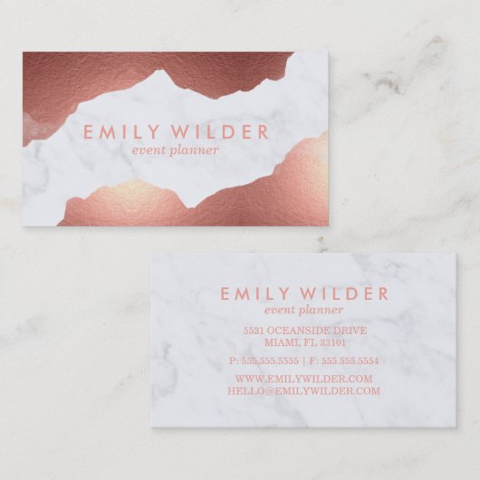 Marbre rose en or trempé | Carte de visite (Devant / Derrière)