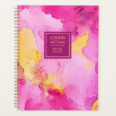 Marbre rose et jaune Nom et année personnalisés (Devant)