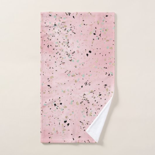 Marbre rose et or Terrazzo (Serviette à main)