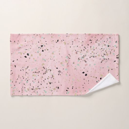 Marbre rose et or Terrazzo (Serviette à main)