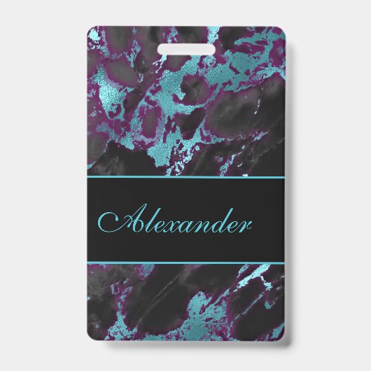 Marbre rose et Turquoise Style Bagage Badge (Face)