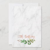 Marbre Rose Gold Foliage 25e invitation anniversai (Dos)