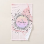 Marbre rose Monogramme de civelle argenté (Serviette à main)