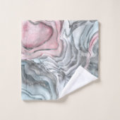 Marbre rose noir - rose pastel et argent (Gant de toilette)