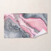 Marbre rose noir - rose pastel, gris et argent (Serviette à main)