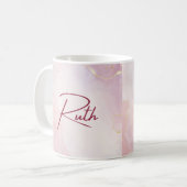 Marbre rose Nom personnalisé Mug (Devant gauche)