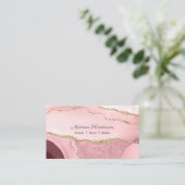 Marbre rose Or Agate Beauté Cartes de visite (Debout devant)