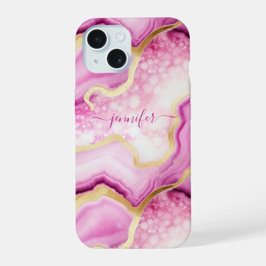 Marbre Rose Or Agate Géode Monogrammé Chic (Verso)