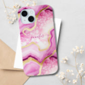 Marbre Rose Or Agate Géode Monogrammé Chic