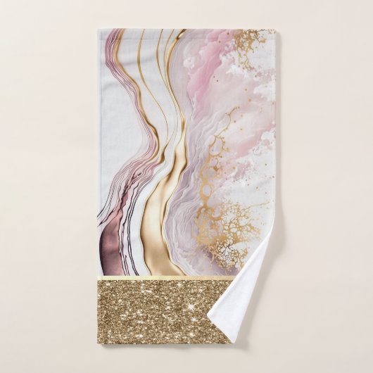 Marbre rose or élégant et stylé (Serviette à main)