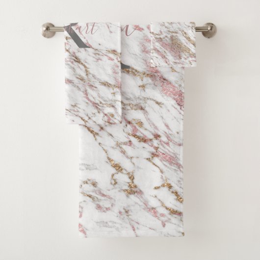 Marbre Rose Or Gris Blanc Monogramme Tendance  (En situation)