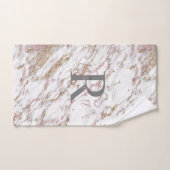 Marbre Rose Or Gris Blanc Monogramme Tendance  (Serviette à main)