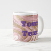 Marbre rose or Luxe Texte personnalisé Jumbo Mug (Devant droit)