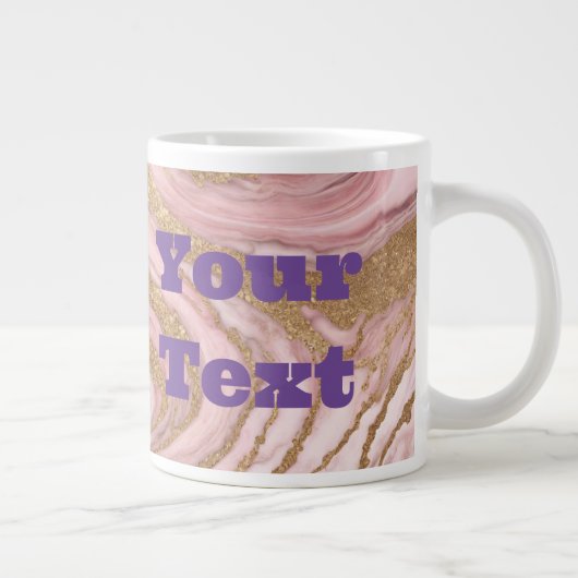 Marbre rose or Luxe Texte personnalisé Jumbo Mug (Droite)