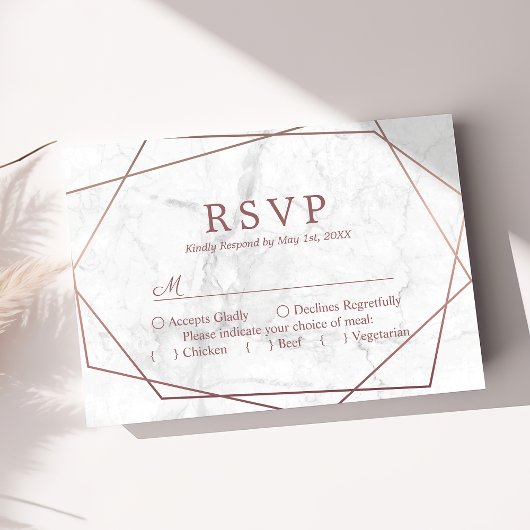Marbre Rose or Simple mariage géométrique RSVP