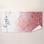 Marbre rose Parties scintillant (Serviette de bain)