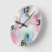 MARBRE ROSE PASTEL BLEU INSPIRÉ MUR HORLOGE (Angle)