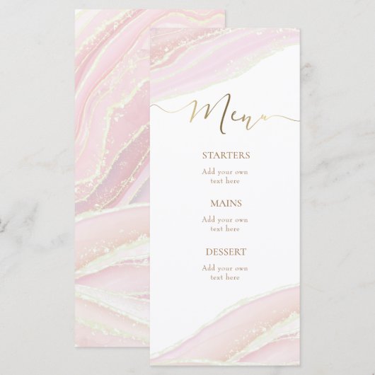 marbre rose pastel Menu (Devant / Derrière)