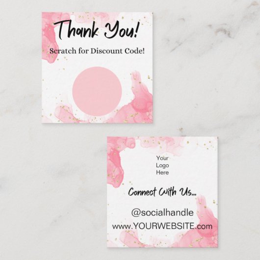 Marbre rose Réduction Scratte Off Carte de remerci (Devant / Derrière)