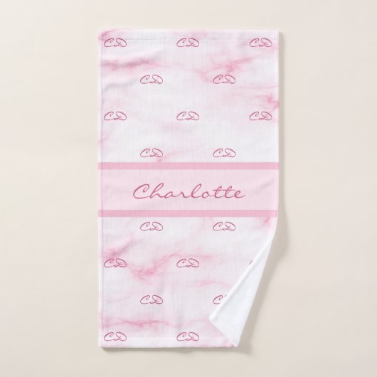 Marbre rose vierge monogramme initiales motif nom (Serviette à main)