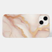 Marbre rose vif iPhone 14 Coque avec veines or (Verso (horizontal))