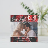 Marbre rouge Notre première carte photo Couple (Debout devant)