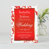 Marbre rouge vif, invitation dorée et blanche (Debout devant)