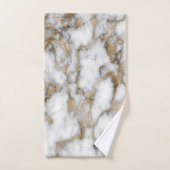 Marbre tendance cool blanc à motif doré (Serviette à main)