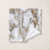 Marbre tendance cool blanc à motif doré (Gant de toilette)
