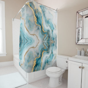 Marbre texture bleu turquoise or Douche rideau
