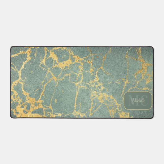 Marbre Turquoise classique avec nom et initiales (Recto)