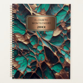 Marbre Turquoise et or élégant avec plaque signalé (Devant)