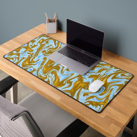 Marbre turquoise Et Or, Tapis De Bureau (Bureau 2)