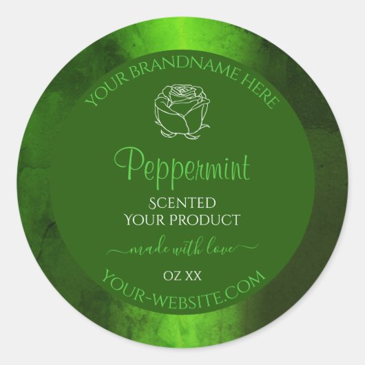 Marbre vert chatoyant Floral Étiquettes de produit (Devant)