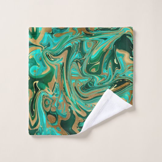Marbre vert et or liquide (Gant de toilette)