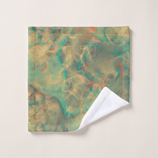 Marbre vert rouge et mer abstrait (Gant de toilette)
