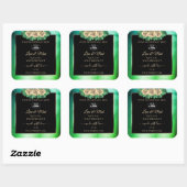Marbre vert Turquoise Floral Noir Logo Étiquette (Feuille)