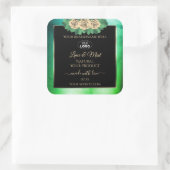 Marbre vert Turquoise Floral Noir Logo Étiquette (Sac)