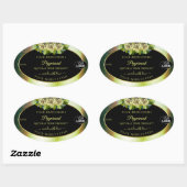 Marbre vert Turquoise Floral Noir Logo Étiquette (Feuille)