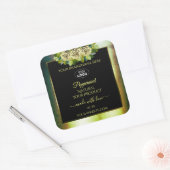 Marbre vert Turquoise Floral Noir Logo Étiquette (Enveloppe)