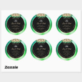Marbre vert Turquoise Floral Noir Logo Étiquette (Feuille)