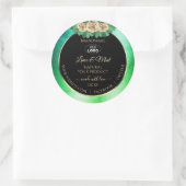 Marbre vert Turquoise Floral Noir Logo Étiquette (Sac)