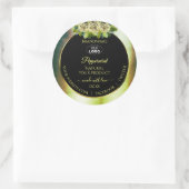 Marbre vert Turquoise Floral Noir Logo Étiquette (Sac)